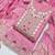 Pink roman silk embroidered unstitched suit with heavy santoon bottom and chanderi jacquard dupatta