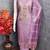 Purple roman silk embroidered unstitched suit with heavy santoon bottom and chanderi jacquard dupatta