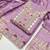 Purple roman silk embroidered unstitched suit with heavy santoon bottom and chanderi jacquard dupatta