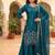 Women teal blue embroidered kurta palazzo set with dupatta