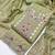 Green roman silk embroidered unstitched suit with heavy santoon bottom and chanderi jacquard dupatta