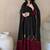 Women black & rust red embroidered kurta pant set with dupatta
