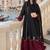 Women black & rust red embroidered kurta pant set with dupatta