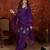 Purple cotton blend embroidered kurta plazzo set with Dupatta.