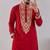 Men’s premium red armaani lachko kurta with heavy embroidery & sequins work with cotton pyjama