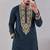 Men’s premium slate grey armaani lachko kurta with heavy embroidery & sequins work with cotton pyjama