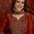 Rust tissue satin embroidered kurta sharara set.