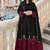 Women black & rust red embroidered kurta pant set with dupatta