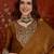 Brown tissue satin embroidered anarkali kurta sharara set With dupatta.