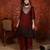 Maroon tissue satin embroidered anarkali kurta sharara set with dupatta.