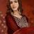Maroon tissue satin embroidered anarkali kurta sharara set with dupatta.