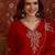 Red silk blend embroidered kurta plazzo set with dupatta.
