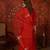 Red silk blend embroidered kurta plazzo set with dupatta.