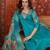 Blue silk blend embroidered kurta set with dupatta.