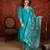Blue silk blend embroidered kurta set with dupatta.