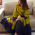 Olive lime green straight kurti with contrast navy blue pant and dupatta set