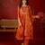 Orange cotton silk embroidered kurta set with dupatta.