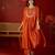 Orange cotton silk embroidered kurta set with dupatta.
