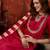 Rani cotton silk embroidered kurta set with dupatta.
