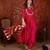 Rani cotton silk embroidered kurta set with dupatta.