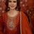 Orange silk blend embroidered anarkali kurta set with dupatta.