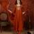 Orange silk blend embroidered anarkali kurta set with dupatta.
