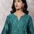 Teal silk blend chanderi hand embroidered suit set with dupatta