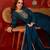 Teal silk blend embroidered anarkali kurta set with dupatta.