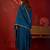 Teal silk blend embroidered anarkali kurta set with dupatta.