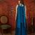 Teal tissue satin embroidered kurta sharara set with dupatta.