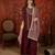 Maroon silk blend embroidered kurta sharara set with dupatta.