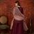 Maroon silk blend embroidered kurta sharara set with dupatta.