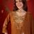 Brown silk blend embroidered kurta set with dupatta.