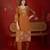 Brown silk blend embroidered kurta set with dupatta.