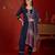 Teal silk blend embroidered kurta set with dupatta.