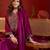 Rani tissue satin embroidered kurta sharara set with dupatta.