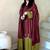 Women maroon & olive green embroidered straight kurta with pant and dupatta set
