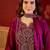 Rani tissue satin embroidered kurta sharara set with dupatta.