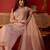 Peach organza embroidered kurta plazzo set with dupatta.