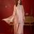 Peach organza embroidered kurta plazzo set with dupatta.