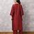 Maroon chandbali silk blend chanderi suit set, stitched