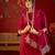Rani silk blend embroidered kurta set with dupatta.