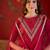 Rani silk blend embroidered kurta set with dupatta.