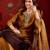 Brown tissue satin embroidered anarkali kurta sharara set with dupatta.