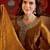 Brown tissue satin embroidered anarkali kurta sharara set with dupatta.