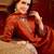 Orange silk blend embroidered anarkali kurta set with dupatta.
