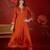 Orange silk blend embroidered anarkali kurta set with dupatta.