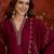 Wine silk blend embroidered anarkali kurta set with dupatta.