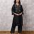 Black silk blend chanderi hand embroidered kurta set