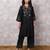Black silk blend chanderi hand embroidered kurta set